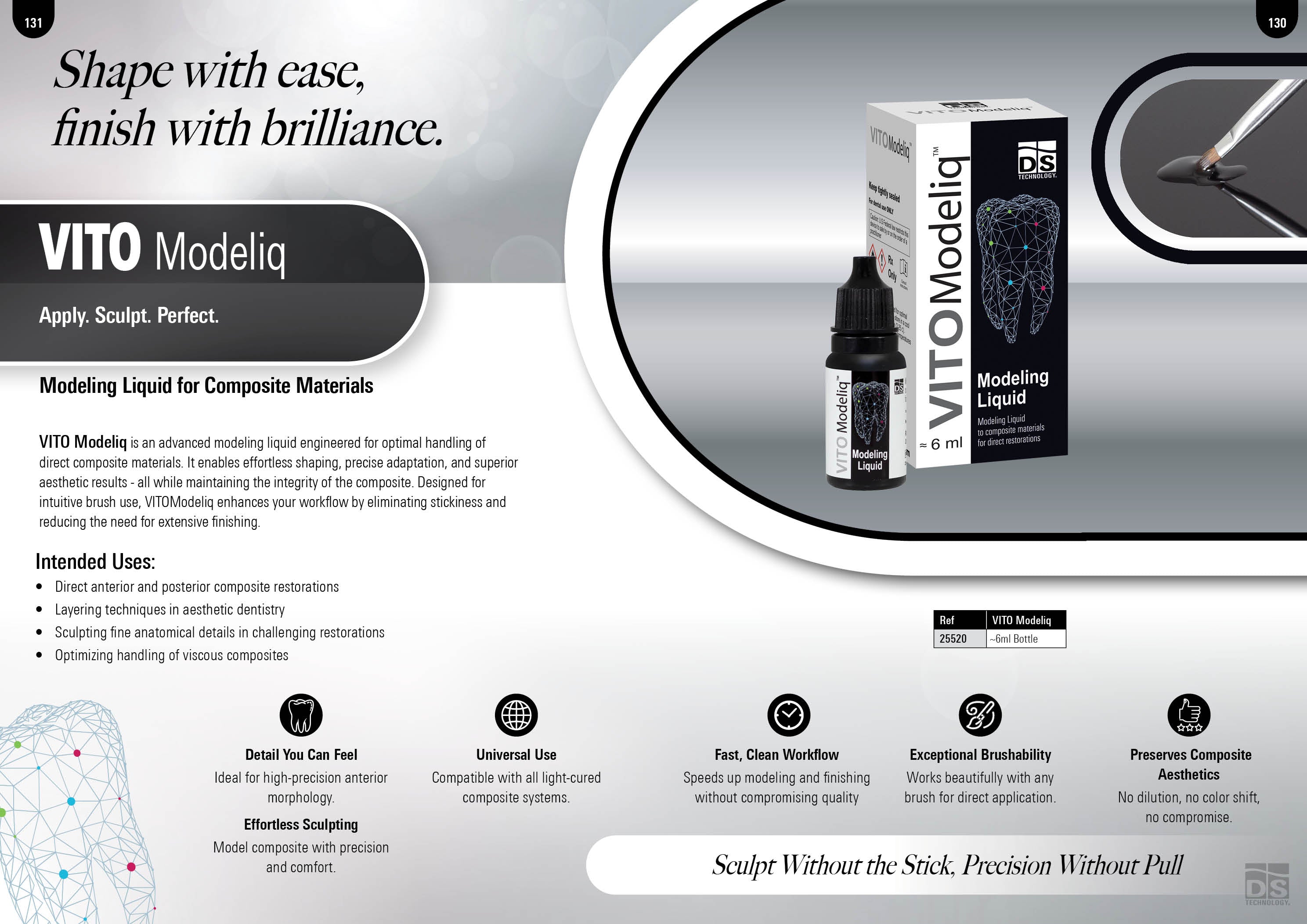 VITO Modeliq modeling liquid packaging with text and branding on a gray background