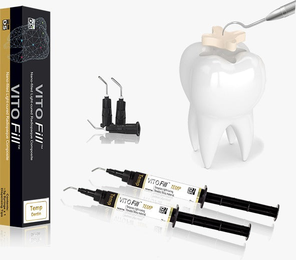 VITO Fill TEMP KIT — Temporary Filling Material (Dentine 3g × 6 Syringes)