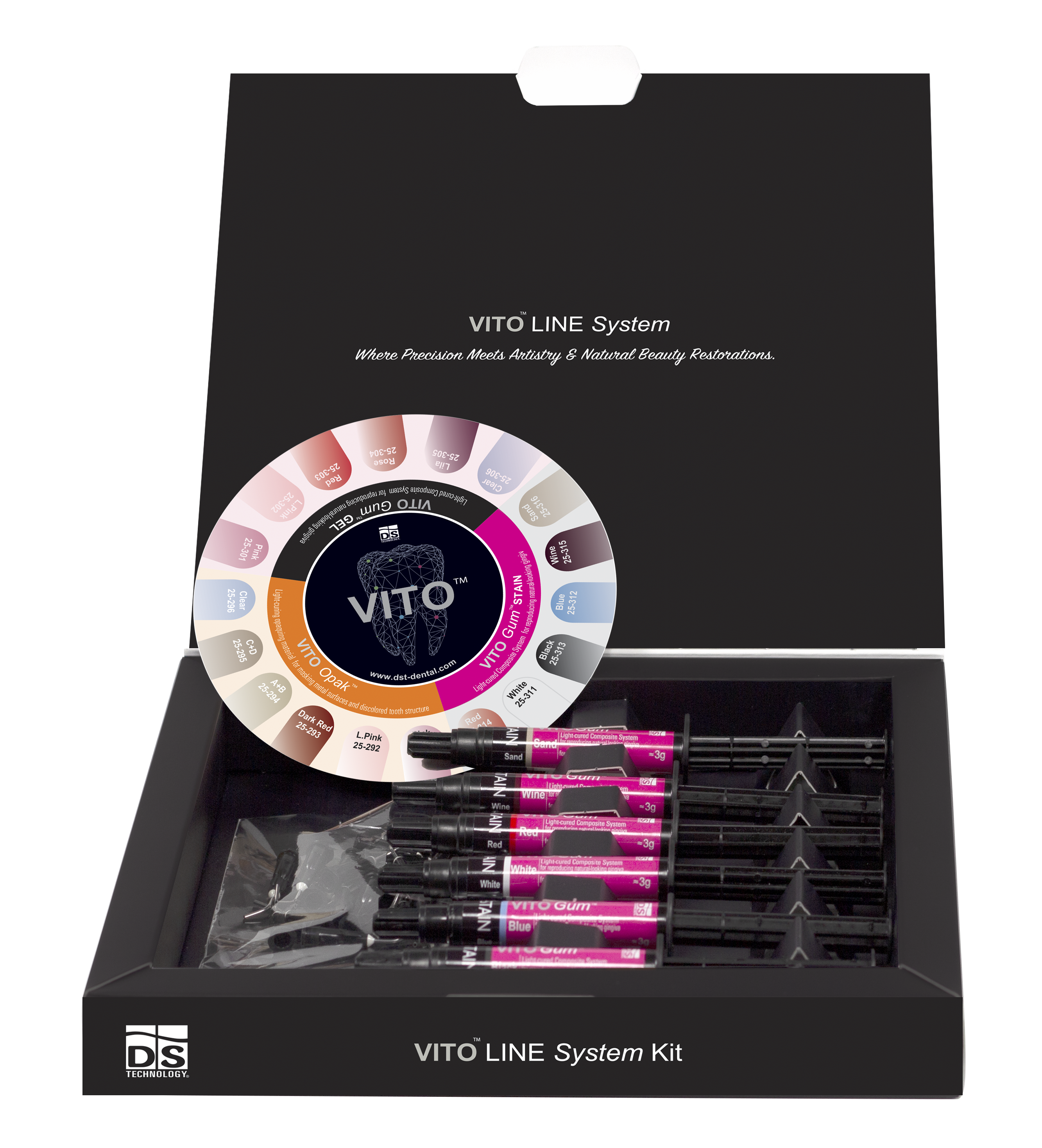 VITOGum GEL KIT — Light-Cured Gel Composite Gum System (6 Shades × 3g Syringes)