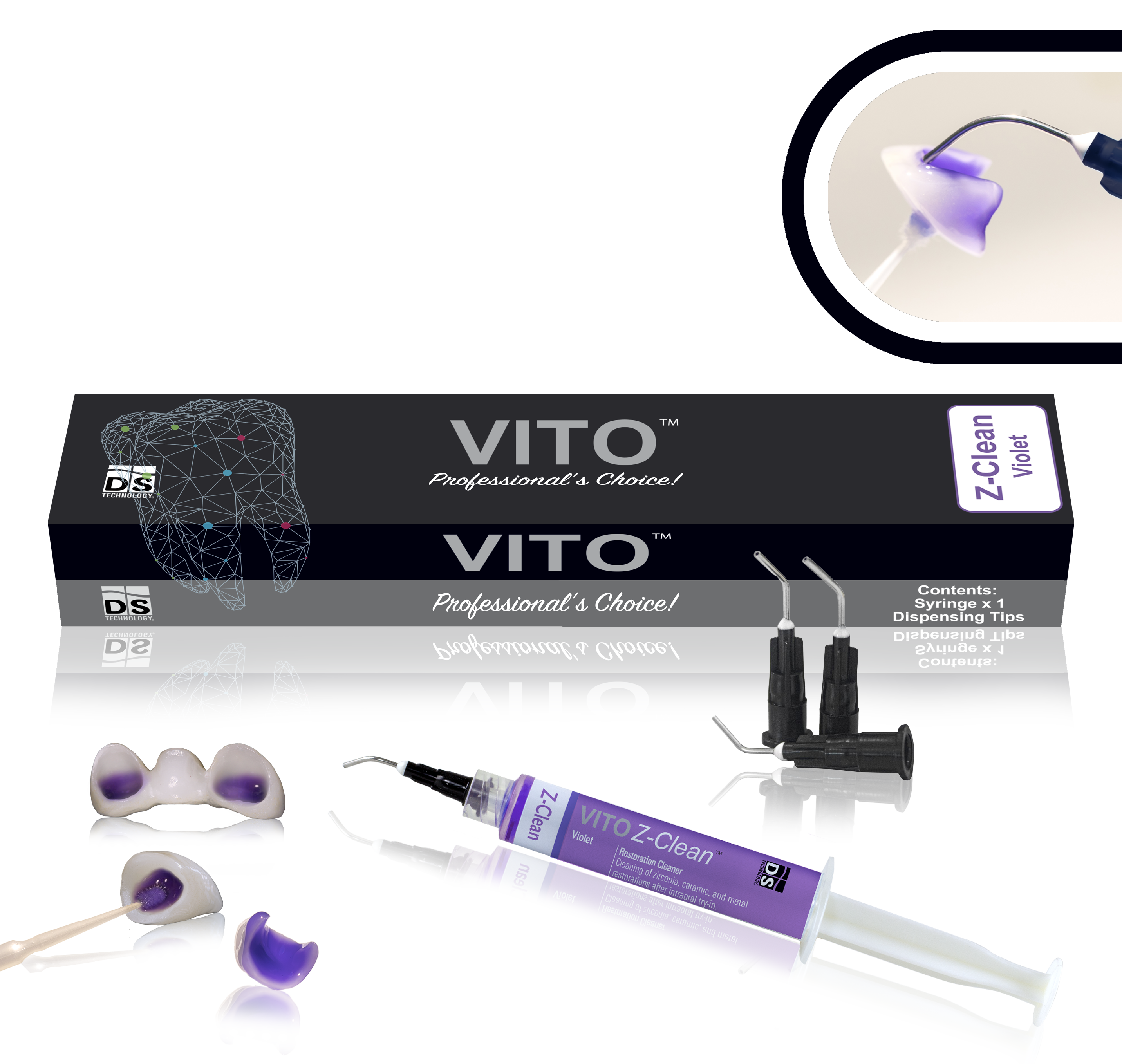 VITO Z-Clean — Restoration Cleaner Gel for Post Try-In Cleaning (Translucent 5ml Syringe)