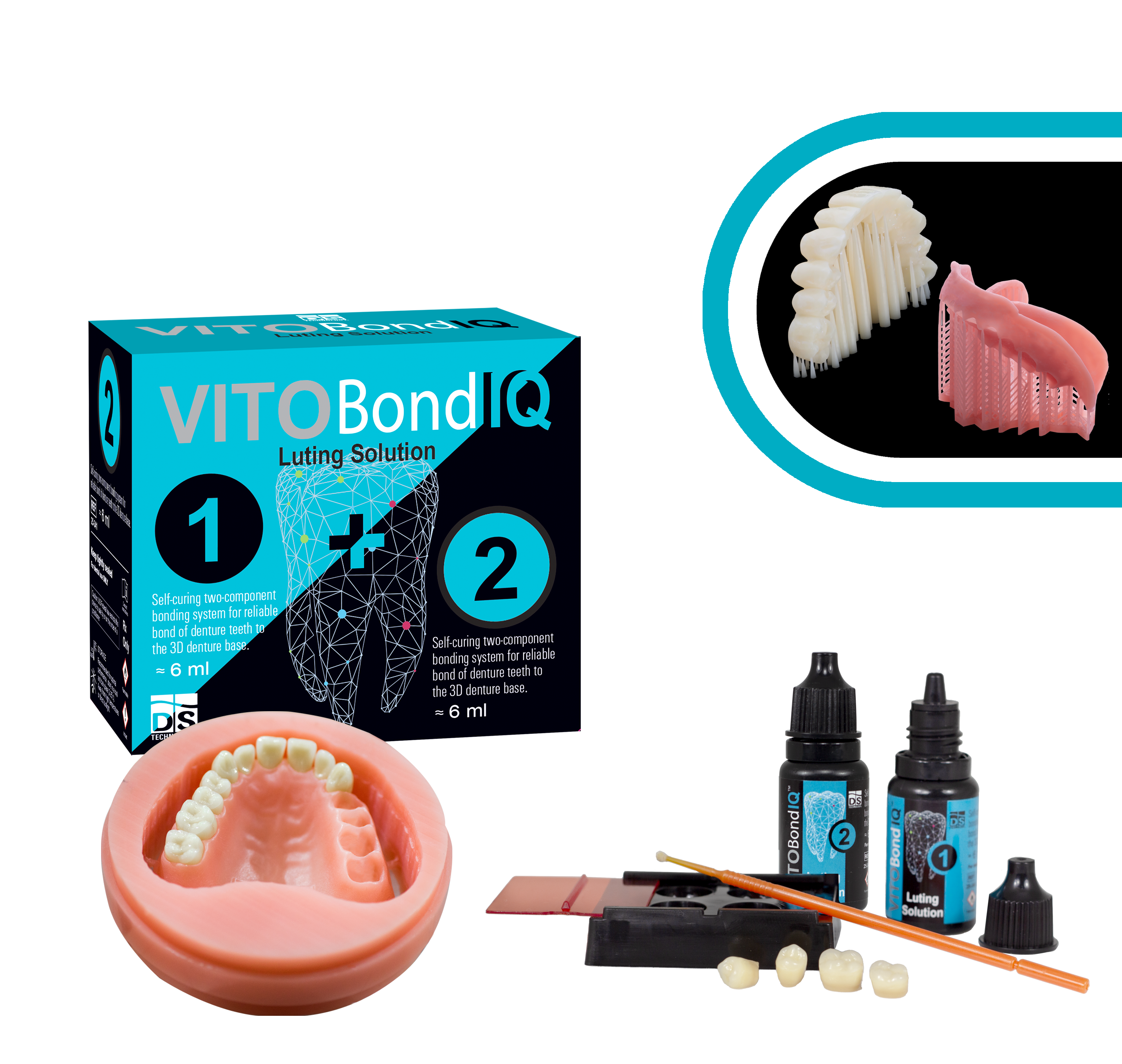 VITO Bondiq 1+2 — Two-Component Denture Attachment Bonding System (6ml × 2)