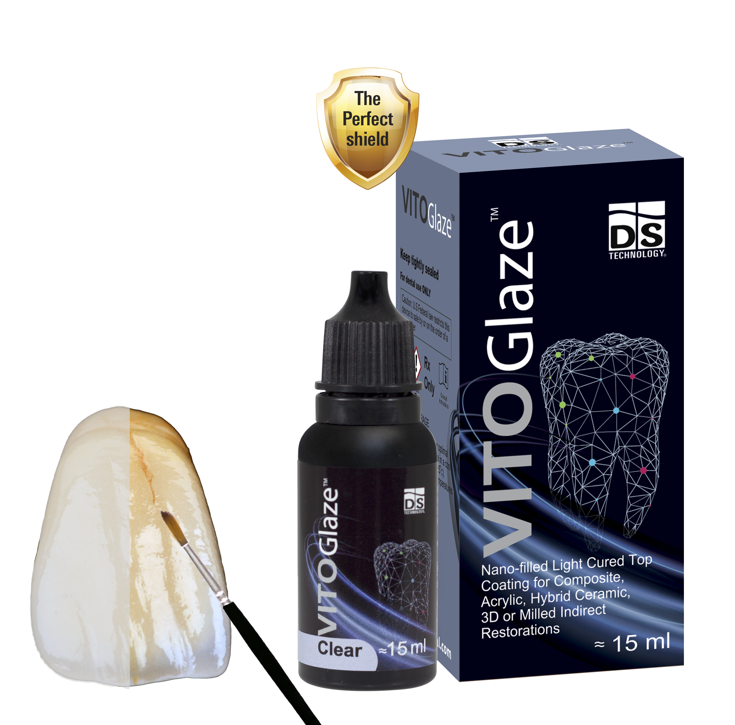 VITO Glaze — Light-Cured Denture Glaze (15ml Clear Bottle)