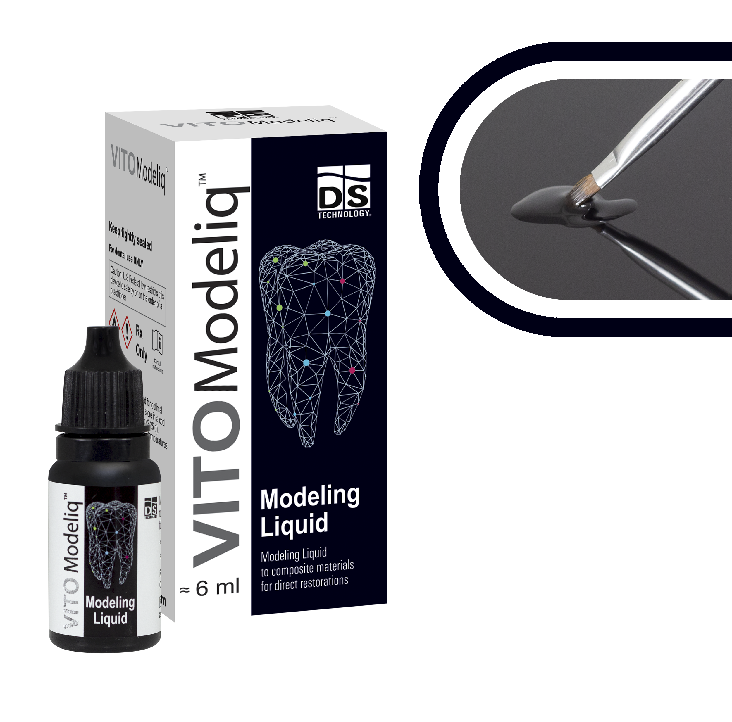 Vito Modeliq modeling liquid packaging with a brush applicator on a white background