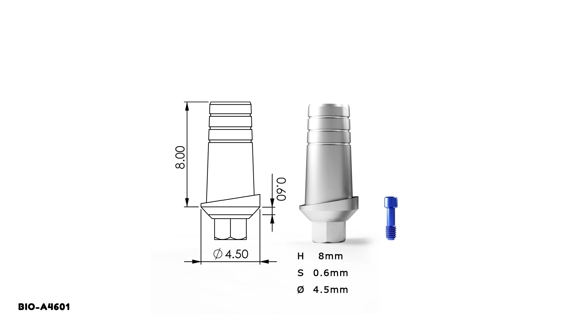 DST IMPLANT — Straight Anatomic Titanium Abutment (Internal Hex System, 10-Pack)