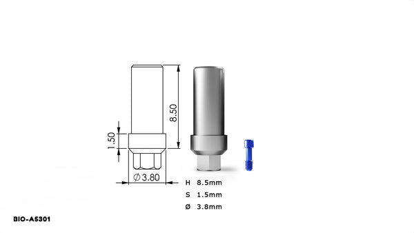 Straight Shoulder Abutment Narrow - Internal Hex system 10 Pack