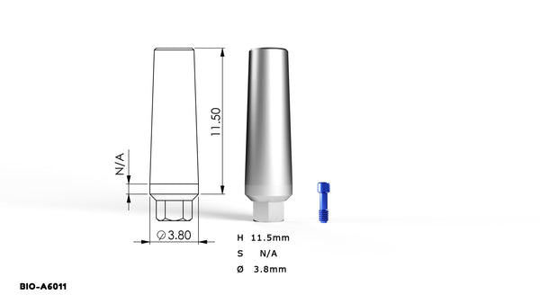 Straight Smooth Abutment - Internal Hex system 10 Pack