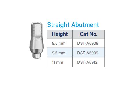 DST IMPLANT — Straight Titanium Abutment (Internal Hex System, 10-Pack)