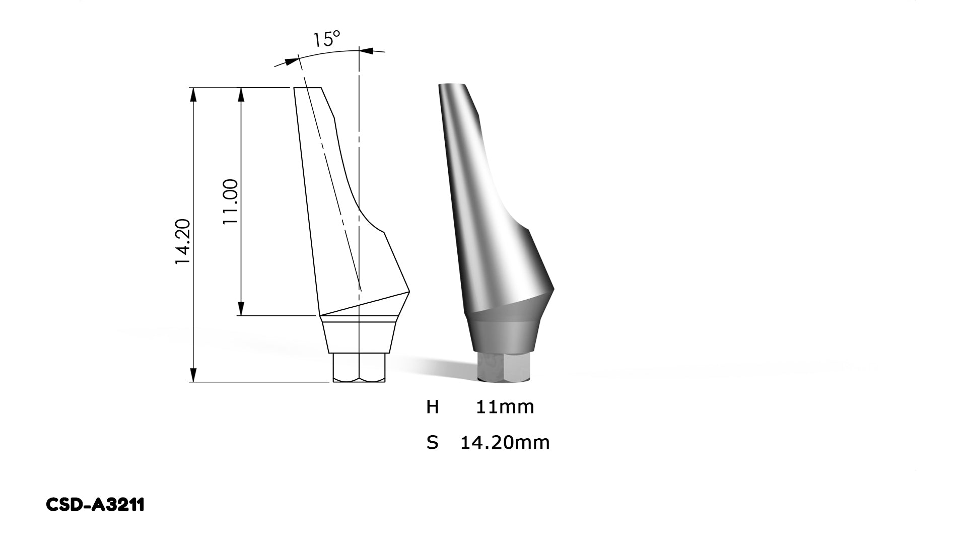 DST IMPLANT — 15° Angular Abutment (Conical Connection System, 10-Pack)