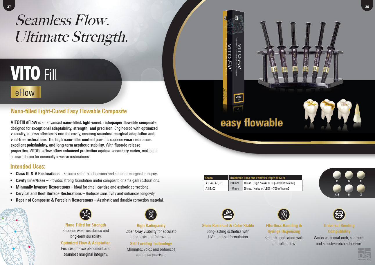 VITO Fill eFlow Refills - Nano-filled Flowable Composite (Single Shade 3g)