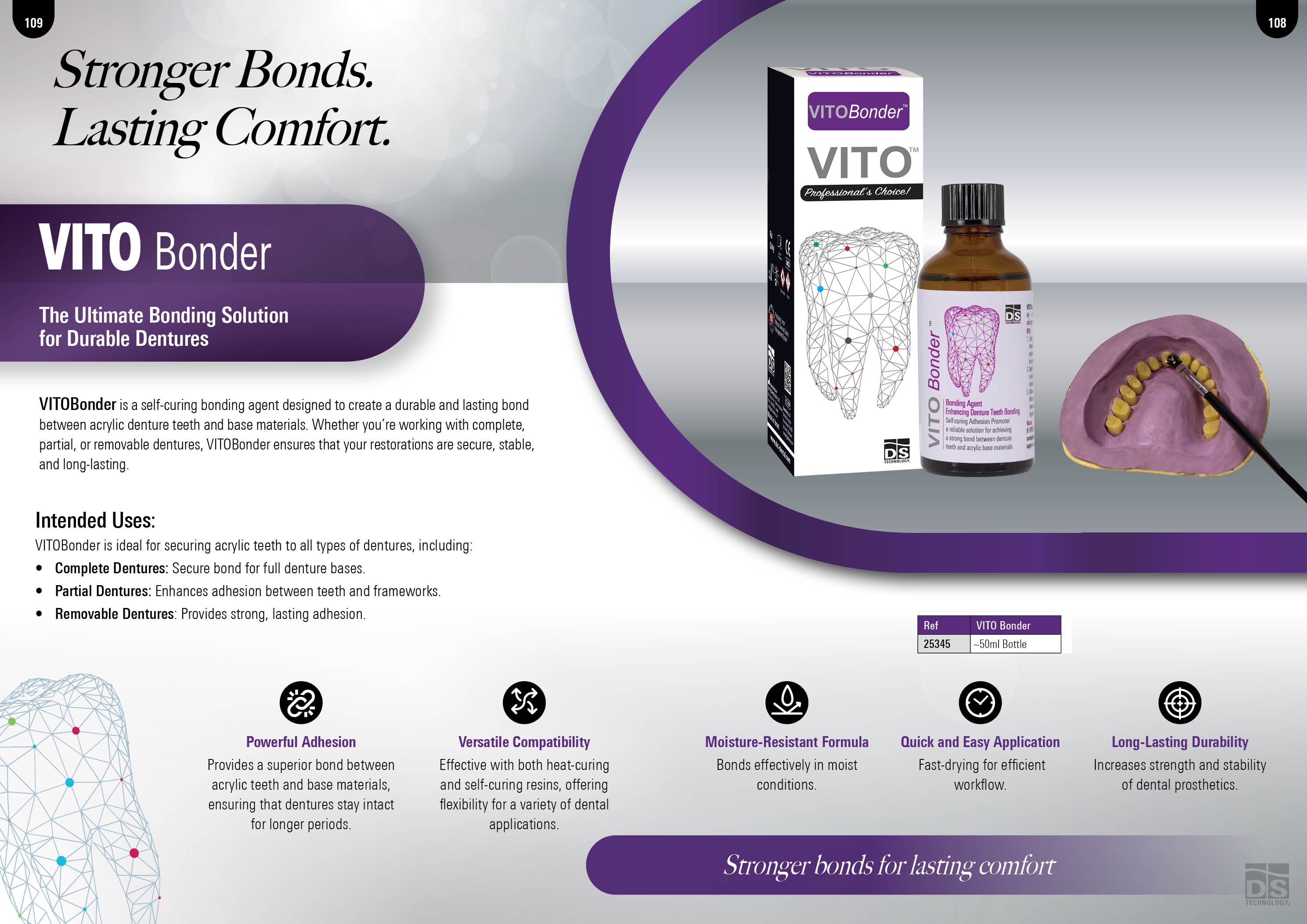 VITO Bonder — Self-Cured Denture Bonding Agent (50ml Bottle, Clear)