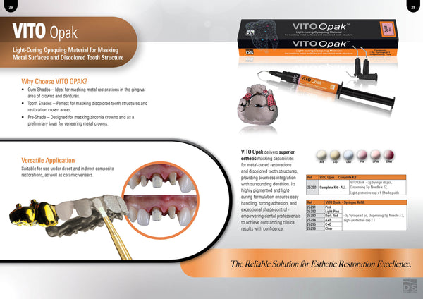 VITO Opak Light-Curing Opaquing Material - 3g Syringe, Dispensing Tip Needle x 3, Light-protective cap x 1