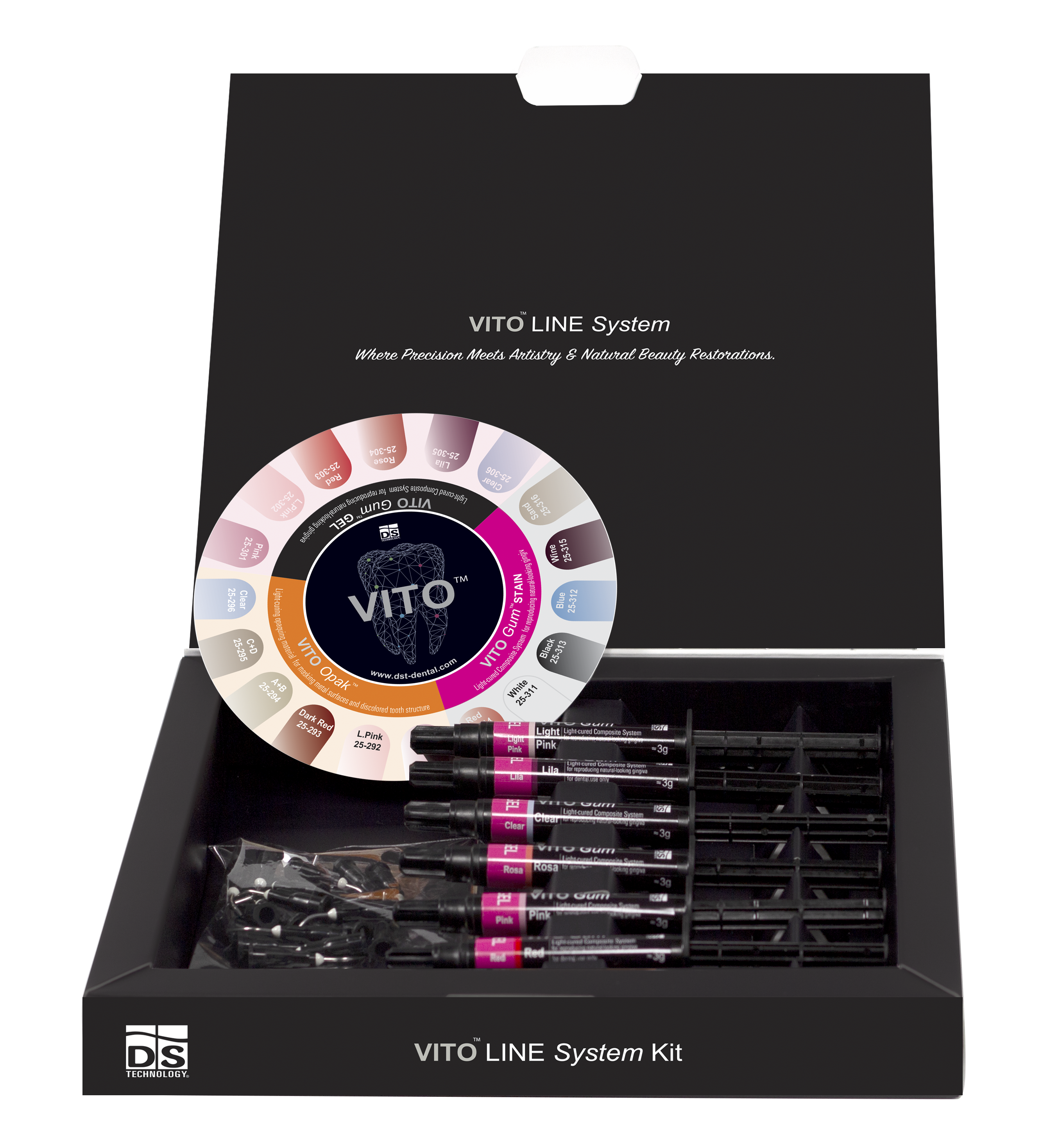 VITOGum GEL KIT — Light-Cured Gel Composite Gum System (6 Shades × 3g Syringes)
