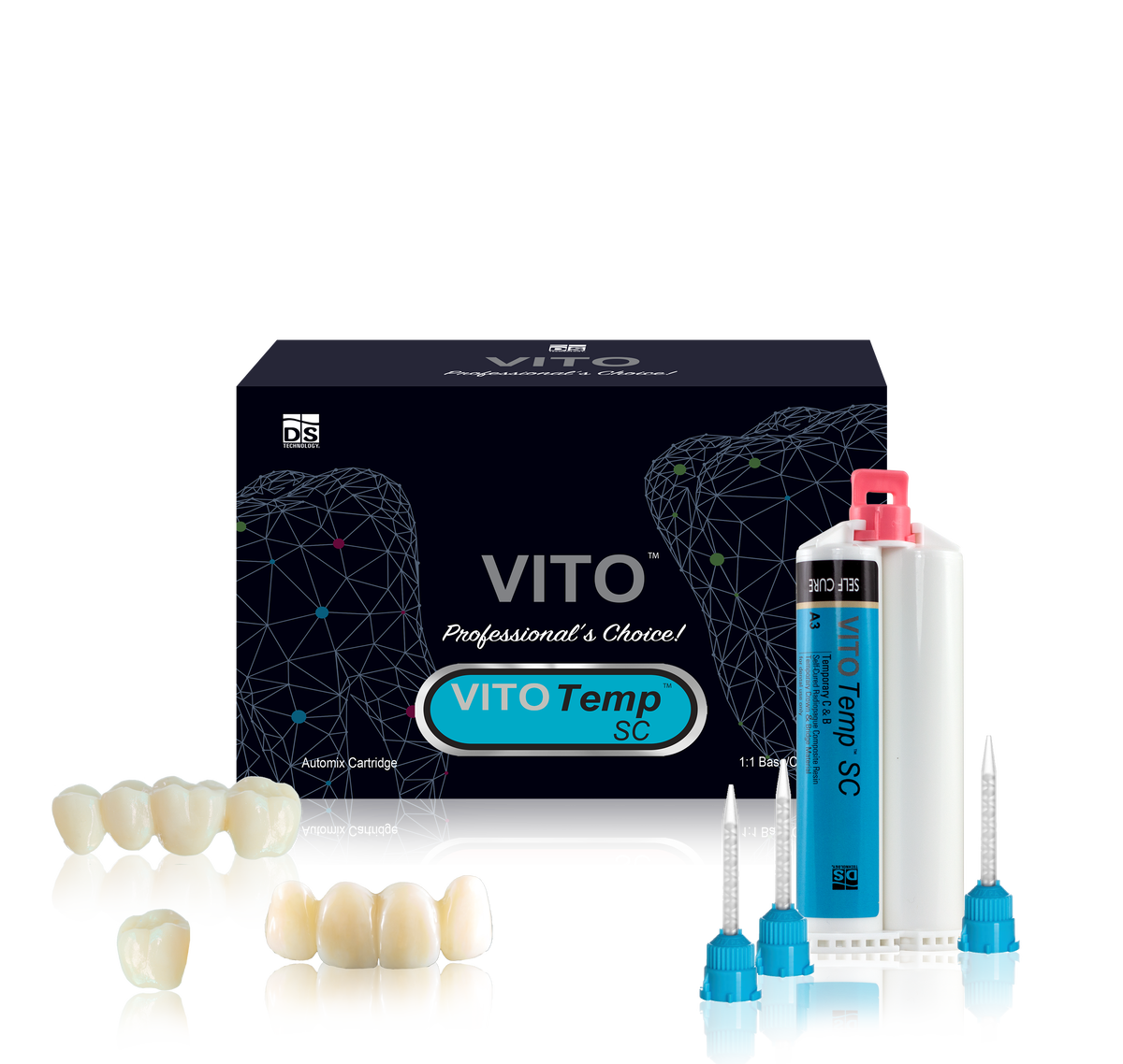 VITO Temp SC — Self-Cured Temporary Crown & Bridge Material (A1 50ml Automix Cartridge)