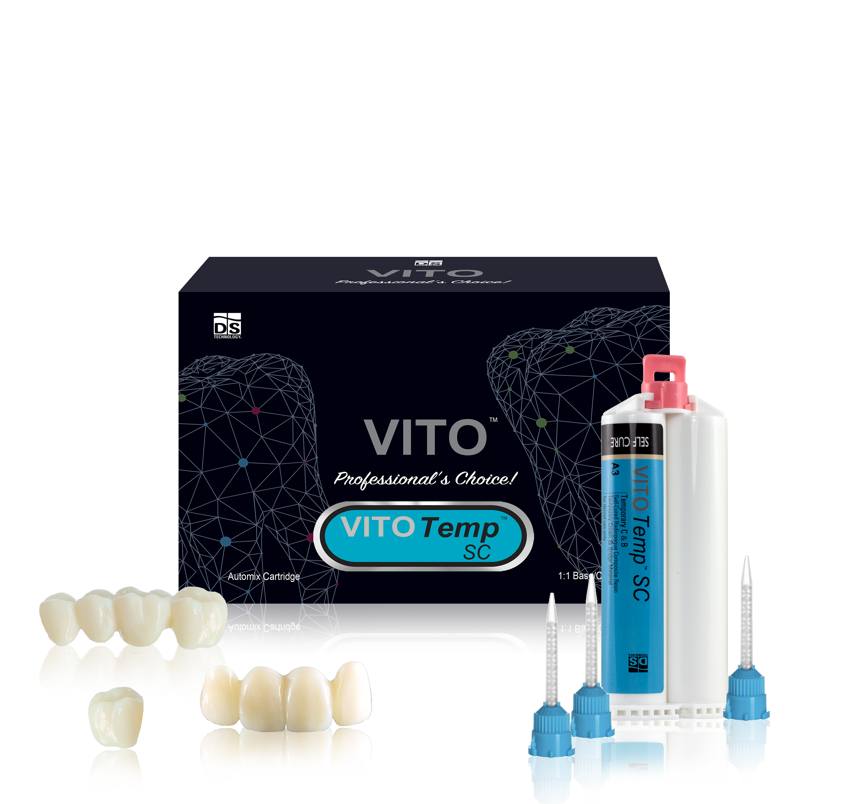 VITO Temp DC — Dual-Cure Temporary Crown & Bridge Material (A2 50ml Automix Cartridge)