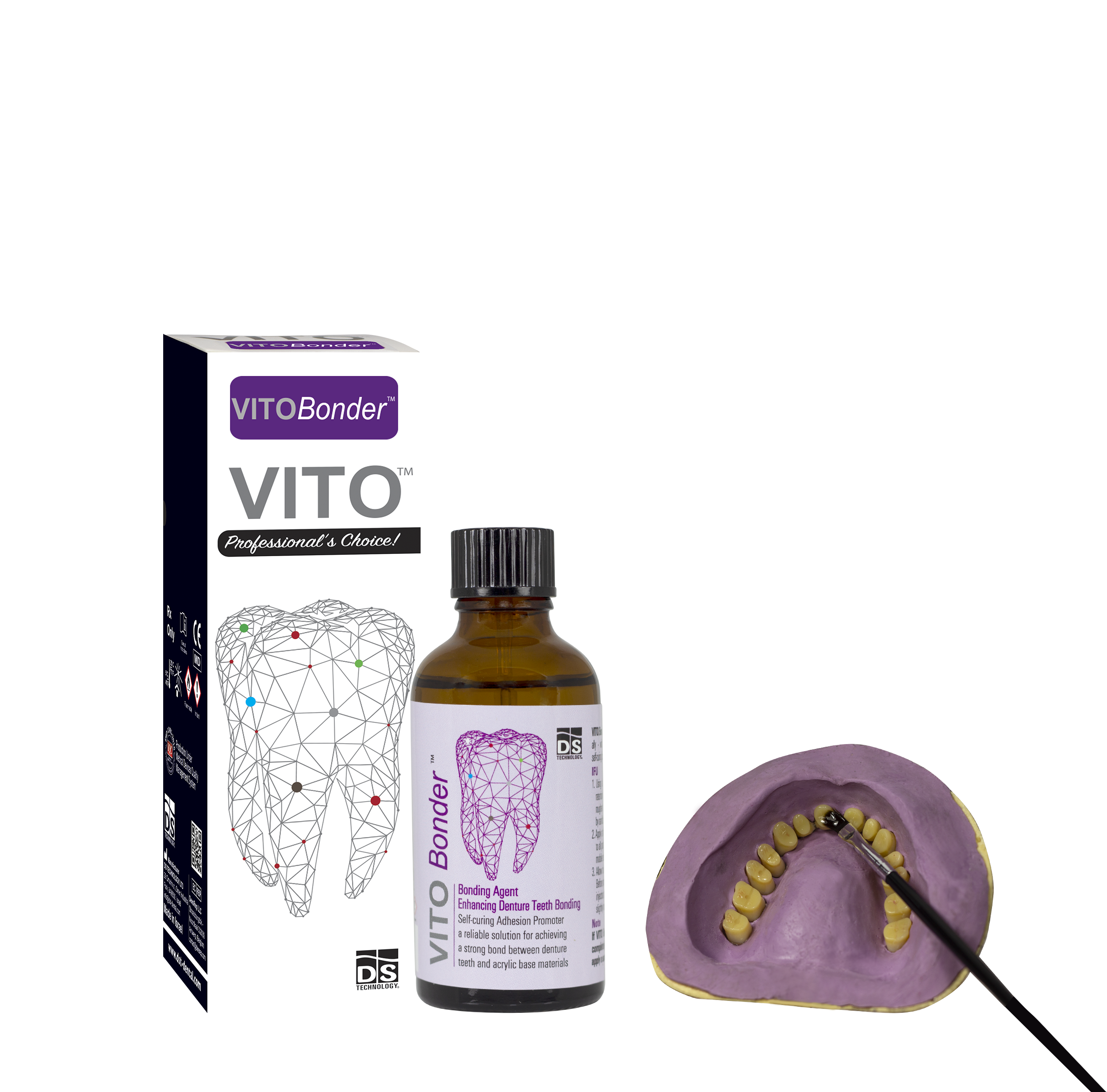 VITO Bonder — Self-Cured Denture Bonding Agent (50ml Bottle, Clear)