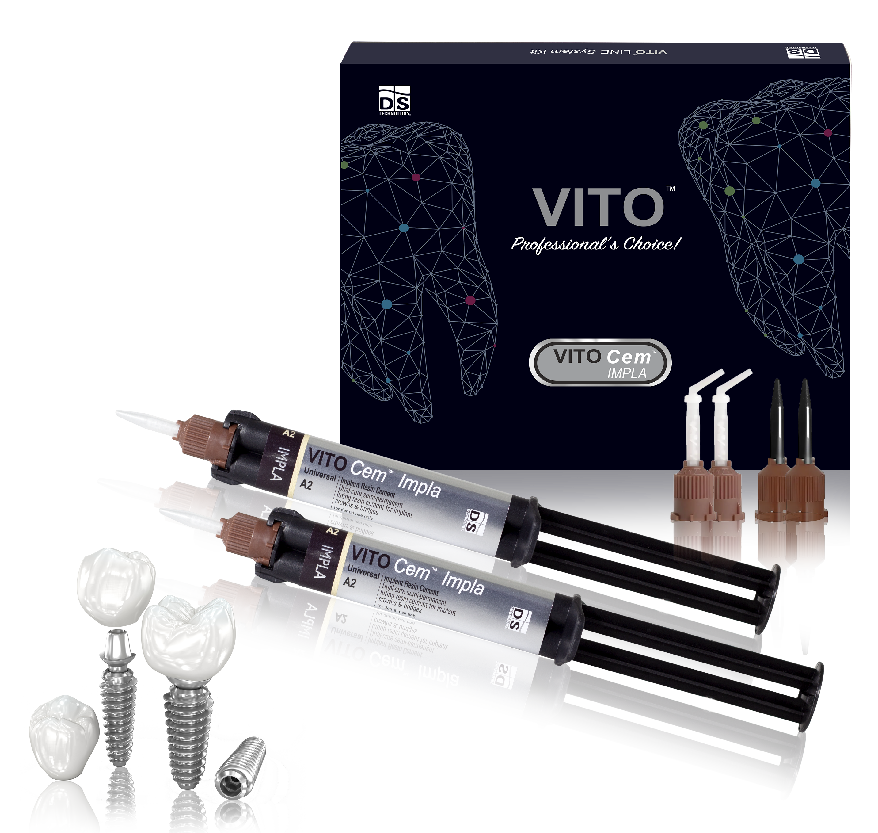 VITO Cem TEMP — Temporary Resin Cement (A2 Opaque 5ml × 2 Automix)
