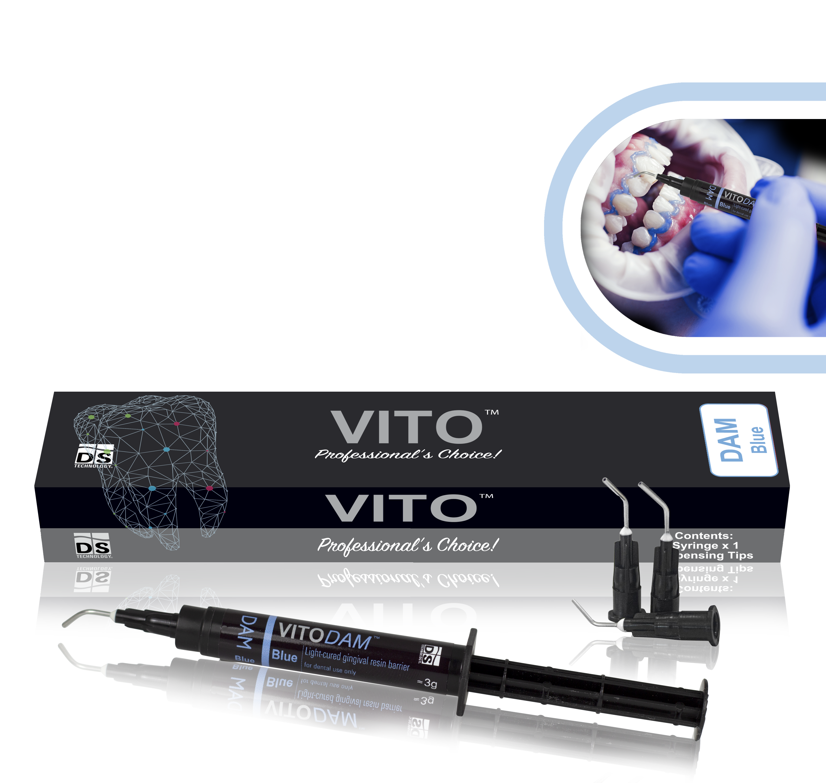 VITO Dam — Light-Cured Gingival Resin Barrier Kit (Blue, 3g × 6)