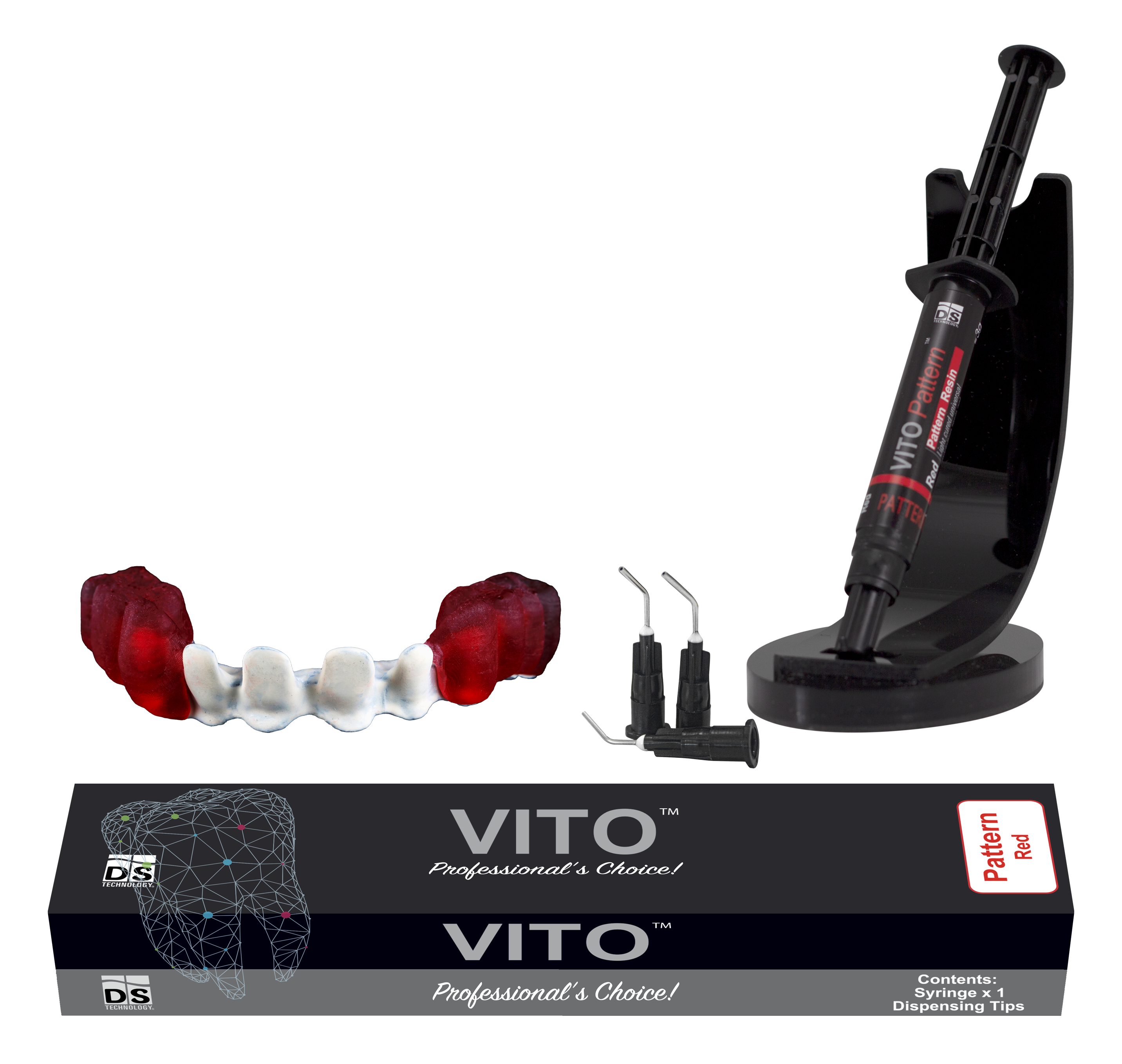VITO Pattern KIT — Light-Cured Pattern Resin (Red, 3g × 6 Syringes)