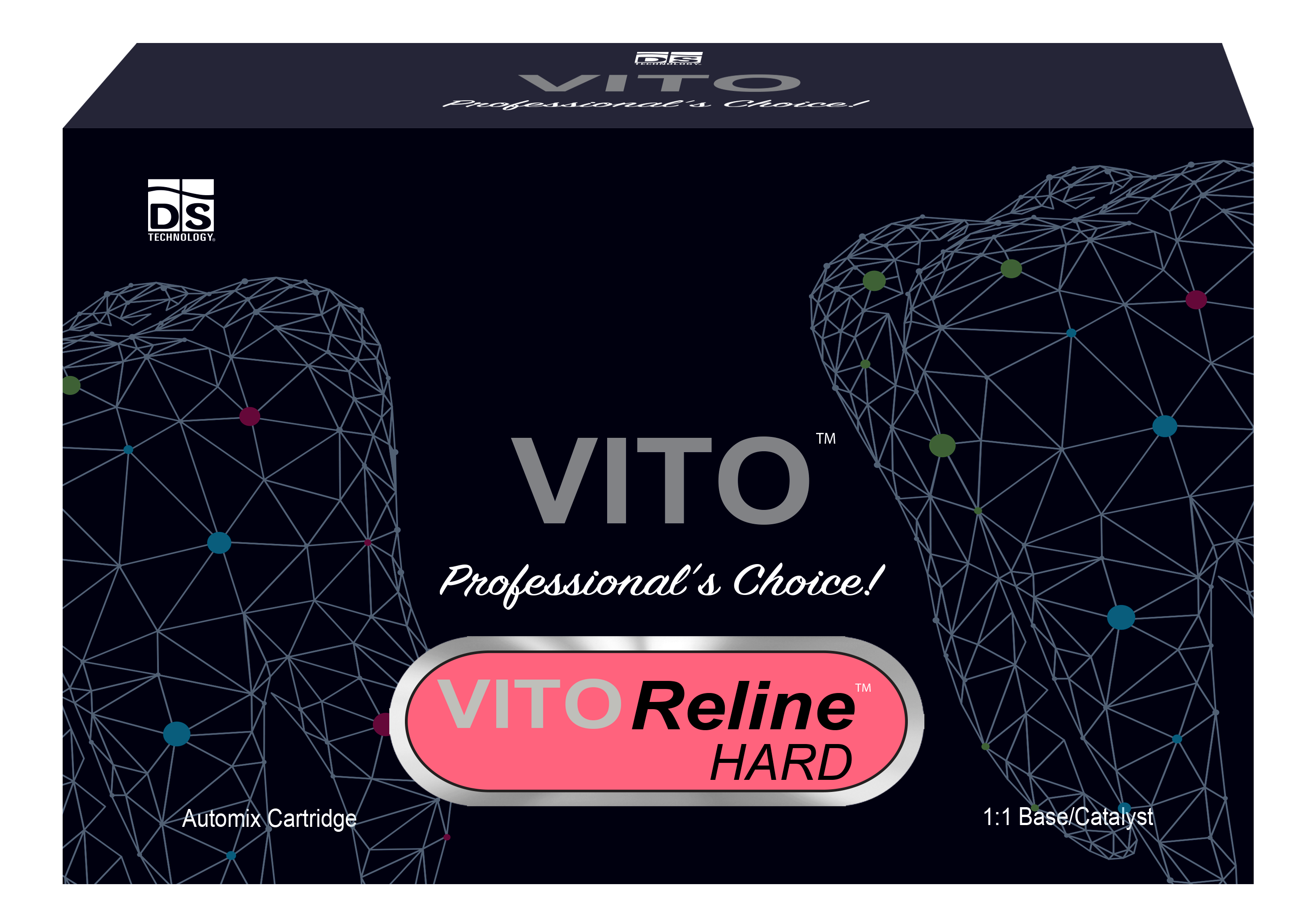 VITO Reline HARD — Hard Chairside Denture Reline Material (Pink 50ml Automix Cartridge)