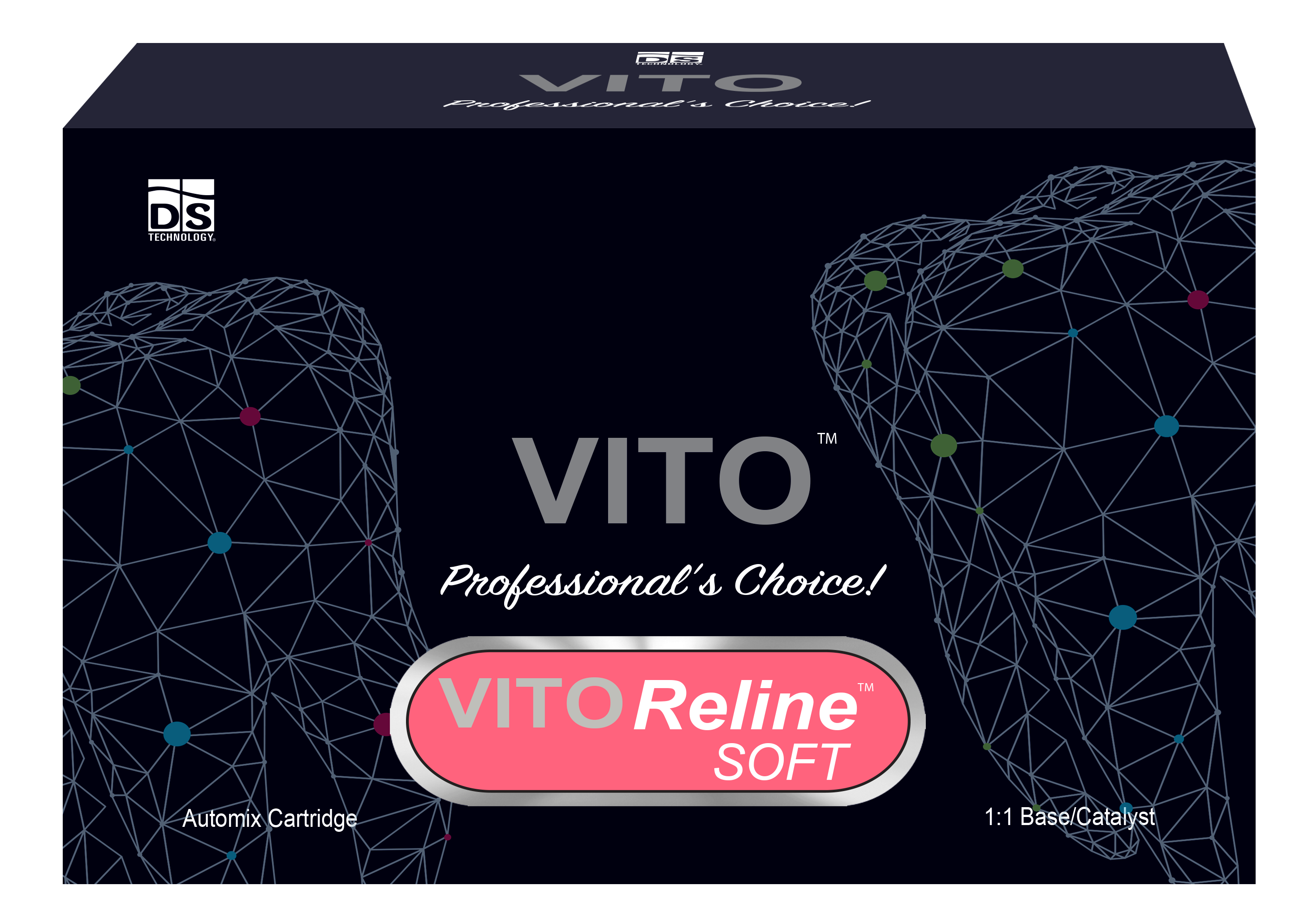 VITO Reline HARD — Hard Chairside Denture Reline Material (Pink 50ml Automix Cartridge)