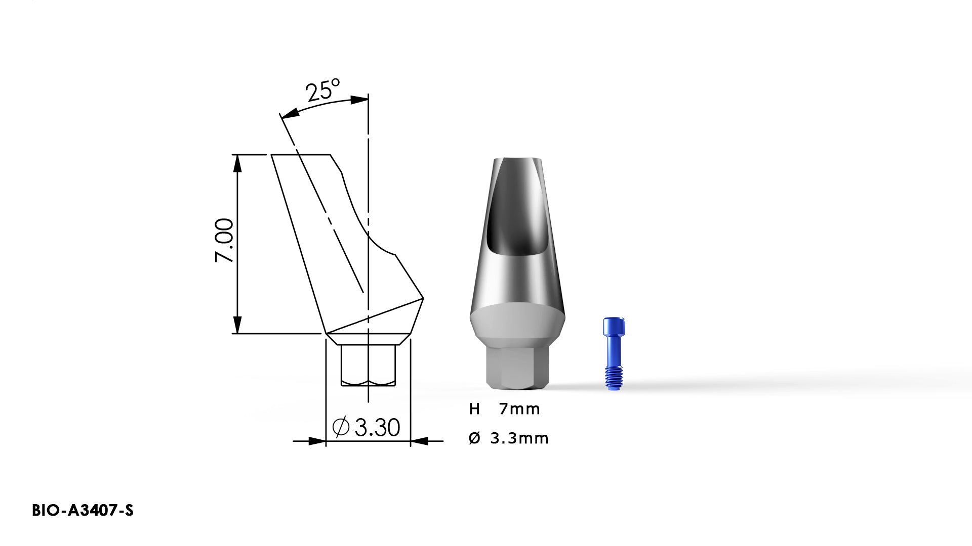 DST IMPLANT — 25° Angular Abutment (Internal Hex System, 10-Pack)