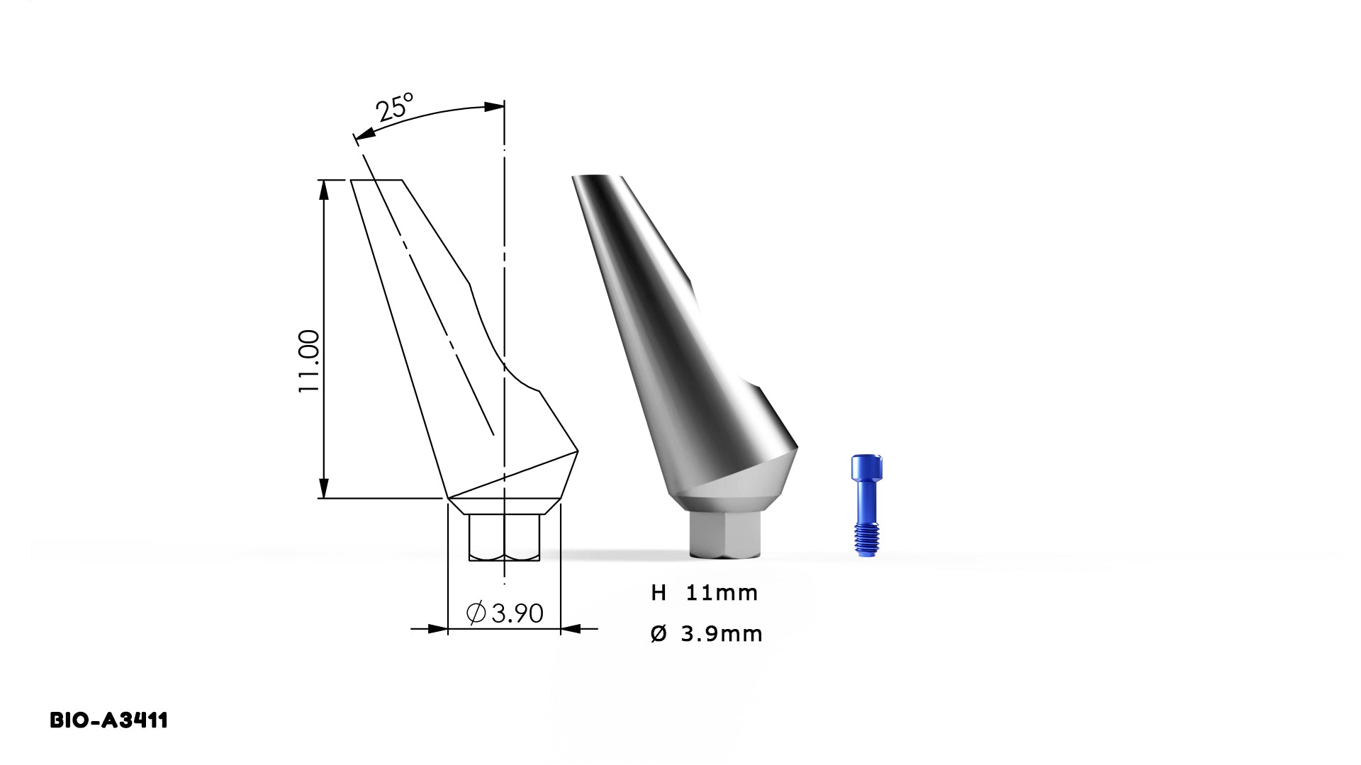 DST IMPLANT — 25° Angular Abutment (Internal Hex System, 10-Pack)