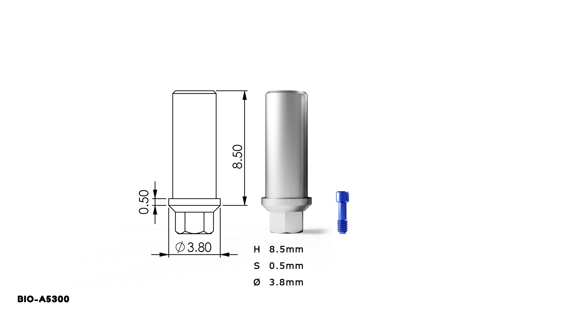 DST IMPLANT — Narrow Straight Shoulder Abutment (Internal Hex System, 10-Pack)