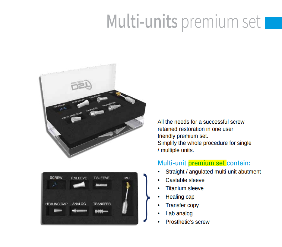 DST IMPLANT — Straight Titanium Abutment Premium Set (Internal Hex System)