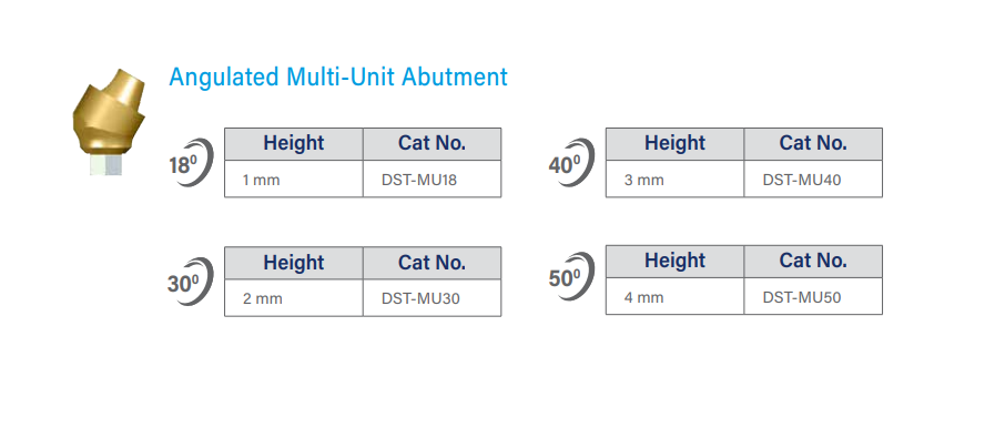 DST IMPLANT — Multi-Unit 18° Angular Abutment (Internal Hex System)
